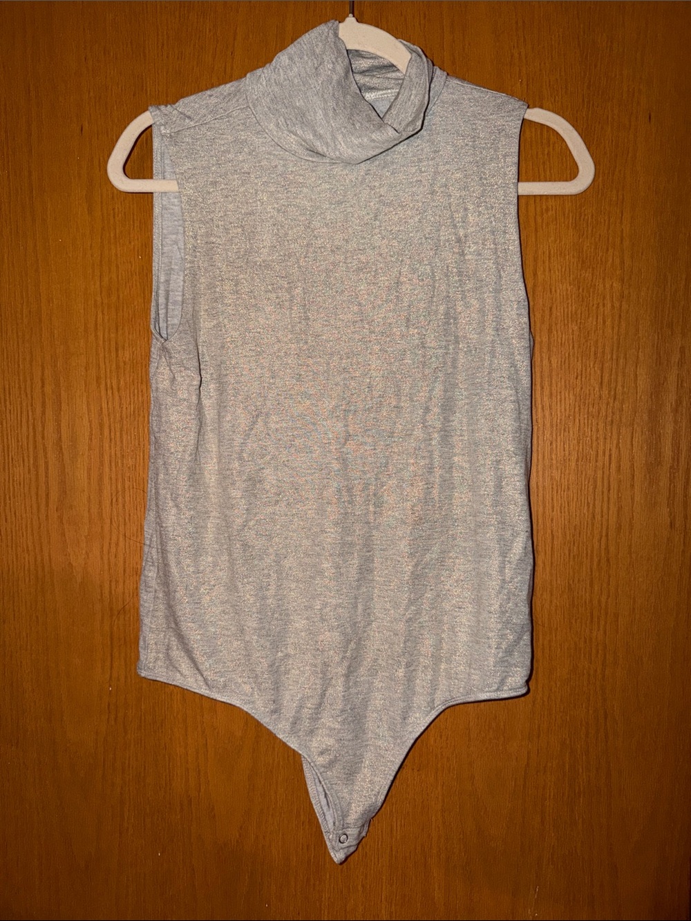 Express Sleeveless Turtleneck Bodysuit in Light Gray